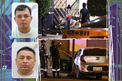 El cadáver de Michael Salazar García quedó en las escaleras donde fue alcanzado por sus verdugos. El carro conducido por Jonny León Guale se estrelló contra una señaletica de tránsito.