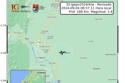 Un sismo se registró la mañana de este 4 de septiembre en Paján, Manabí.