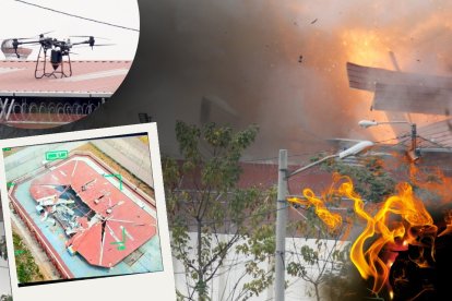 El estallido del dron provocó daño en el techo de la cárcel de máxima seguridad.