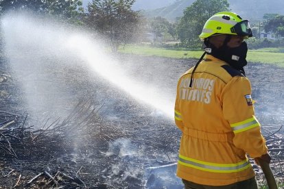 Bomberos combaten incendios forestales en Esmeraldas.