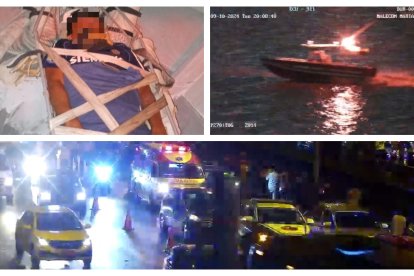 Uno de los ciudadanos perjudicados en un accidente fue rescatado desde el río en una lancha. El tráfico se tornó lento en el puente.