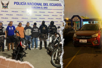 Los sospechosos y las evidencias fueron presentadas en el Comando de la Policía, en Machala.