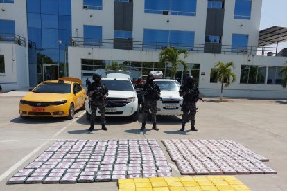 Lo decomisado en Jaramijó fue presentado por la Policía.