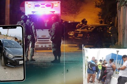 En este auto negro se movilizaban los presuntos antisociales que fueron abatidos. La zona fue acordonada por policías y militares. Familiares del menor de edad llegaron a la morgue para retirar su cuerpo.