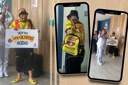 Hincha de Barcelona en su último día de radioterapia en Solca.