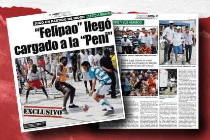 Páginas 16 y 17 de EXTRA del 29 de diciembre del 2012, con la historia de Felipe Caicedo jugando en la Penitenciaría de Guayaquil.