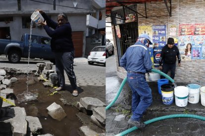 Mientras se desperdicia el agua por fugas, en otras calles los vecinos claman por el servicio.