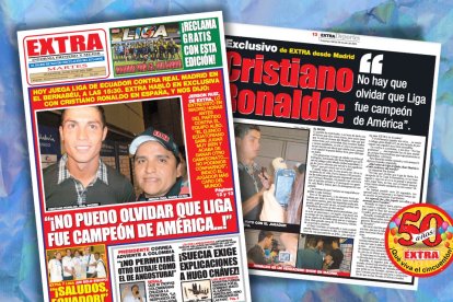 Cristiano Ronaldo en la portada de EXTRA, en la previa del Real Madrid vs Liga de Quito.