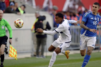 New Jersey, USA. 24 de marzo de 2024.  La selección de Ecuador se enfrenta con su similar de Italia en el estadio Red Bull Arena de New Jersey.  
Carlos Rojas / API