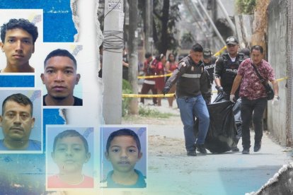 Los cadáveres de las cinco victimas fueron metidos en fundas negras y subidos en el carro de Medicina Legal.