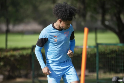 El jugador Marco Angulo en una de los entrenamientos de Liga de Quito