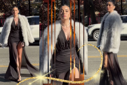 Luciana Guschmer y el vestido que utilizará en el Victoria's Secret Fashion Show.