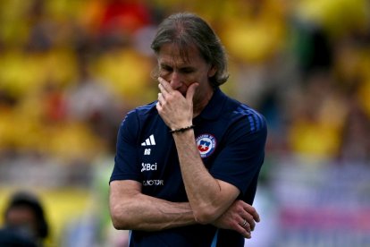 Ricardo Gareca, pensativo por el mal momento de Chile.