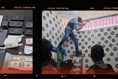 Personal policial revisó las paredes del centro de privación de libertad. Con un martillo intentaron descubrir objetos prohibidos.