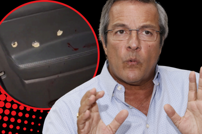 El vehículo propiedad del exprefecto Jimmy Jairala (círculo), baleado la madrugada de ayer.