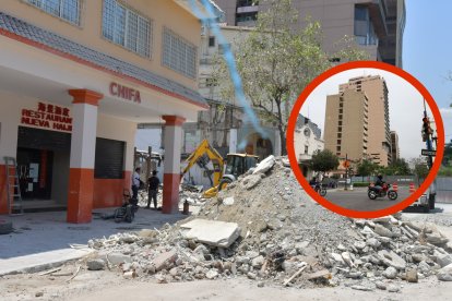Así avanzan los últimos trabajos de limpieza de escombros del edificio.