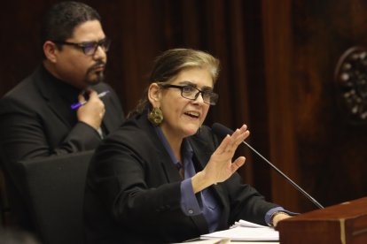 La ministra Mónica Palencia durante su intervención en el juicio político.