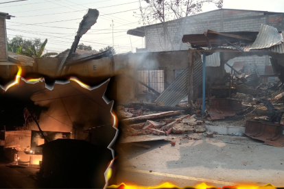 La vivienda de la víctima se derrumbó por la detonación y el incendio.