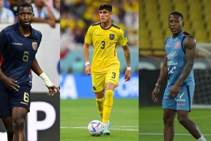 Willian Pacho, Piero Hincapié y Pervis Estupiñán defensas de Ecuador.