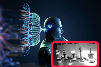 Captura del video en que se observa al robot pequeño liderar a los demás.