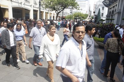 El simulacro que se vivió en el centro de Guayaquil.