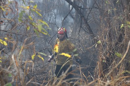 Bomberos aún tratan de contener el fuego tras su segundo día.