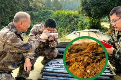 Técnicos del Instituto de Estudio y Monitoreo de Desastres Geológicos de la provincia de Hunan revisaron muestras de rocas.