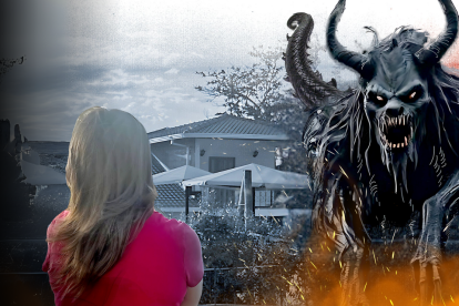 Karina observa la finca donde experimentó hechos paranormales desde 2020.