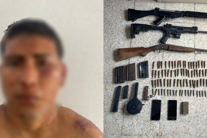 El detenido habría estado cuidando el armamento.