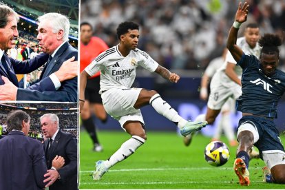 Andrés Micolta frente a Vinicius y Guillermo Almada saludando a Carlo Ancelotti.