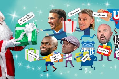 Papá Noel y sus regalos para dirigentes y jugadores ecuatorianos.