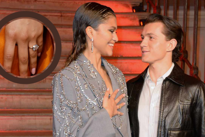 Zendaya y Tom Holland. Ella lució un anillo de diamantes en su mano izquierda.