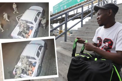 Ronny Medina recorrió el lugar donde fue capturado su hijo Gerald (segundo nombre de Steven) y sus tres amigos. Sostenía el uniforme favorito de su hijo.