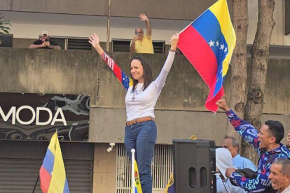 María Corina Machado durante las manifestaciones de este 9 de enero en Venezuela.
