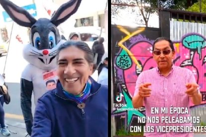 Yaku Pérez (i) y Lucio Gutiérrez ponen la nota cómica con sus ocurrencias.