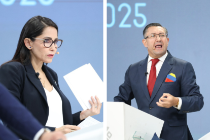 Luisa González e Iván Saquicela se enfrentaron en el debate presidencial.