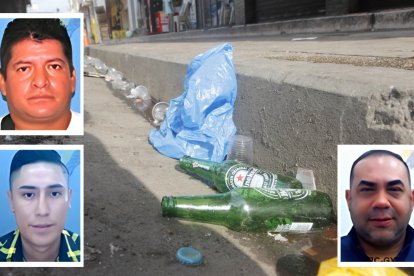 Las botellas de alcohol y los rastros de sangre quedaron en el lugar del atentado.