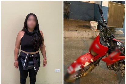 Entre las evidencias incautadas a la sospechosa consta una motocicleta.