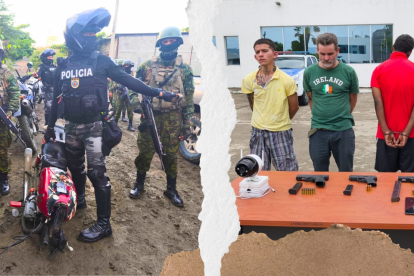 Tres motocicletas, armas, municiones incautaron durante el arreste de Luis David García García, de 23 años, y a Jonathan Gabriel Alcívar Robles.