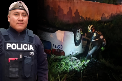 El policía Jonathan Fabricio Abata Castro murió al volcarse el patrullero.