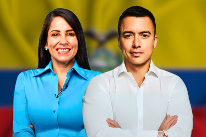 Luisa González, candidata de lista 5, y Daniel Noboa, aspirante por la lista 7.