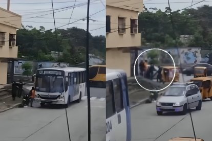 Captura de video del momento en que los policías interceptaron el bus.