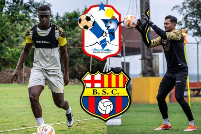 Ángel Rangel y José Contreras jugadores de Barcelona SC.