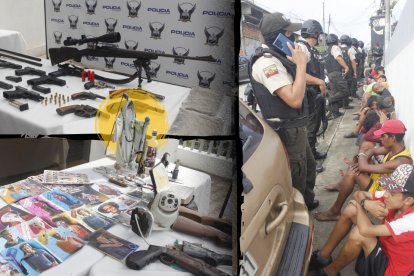 Imágenes alusivas a la Santa Muerte y otros símbolos hallados en las viviendas donde fueron detenidos 19 individuos.