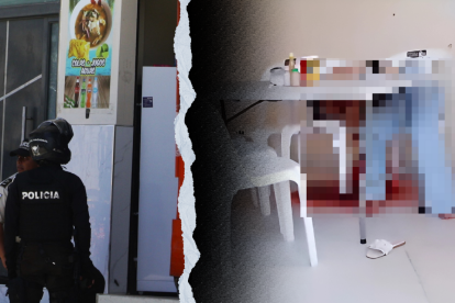 La víctima quedó inclinada sobre una silla del restaurante.