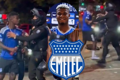 Washington Corozo quería pelear con los hinchas, pero no lo dejaron.