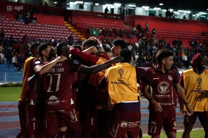 El festejo de los jugadores de Mushuc Runa tras avanzar en la Copa Sudamericana.