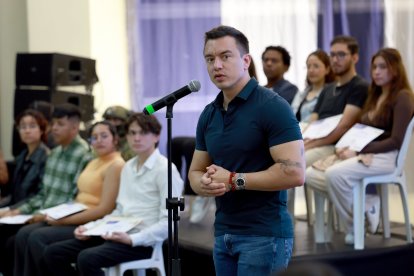 Daniel Noboa, presidente de Ecuador, este 11 de marzo en Guayaquil.