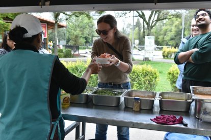 Las carpas están ubicadas a un costado de la laguna del parque La Carolina.