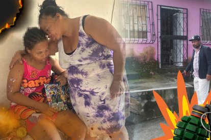 La mamá del niño encuentra consuelo en los abrazos de su madre, quien padece discapacidad. En las manos sostiene la foto de su hijo.